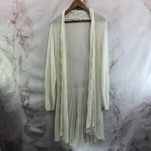 Soft Surroundings Cardigan Womens 1X Cream White Sweater Long Duster Midi Cover